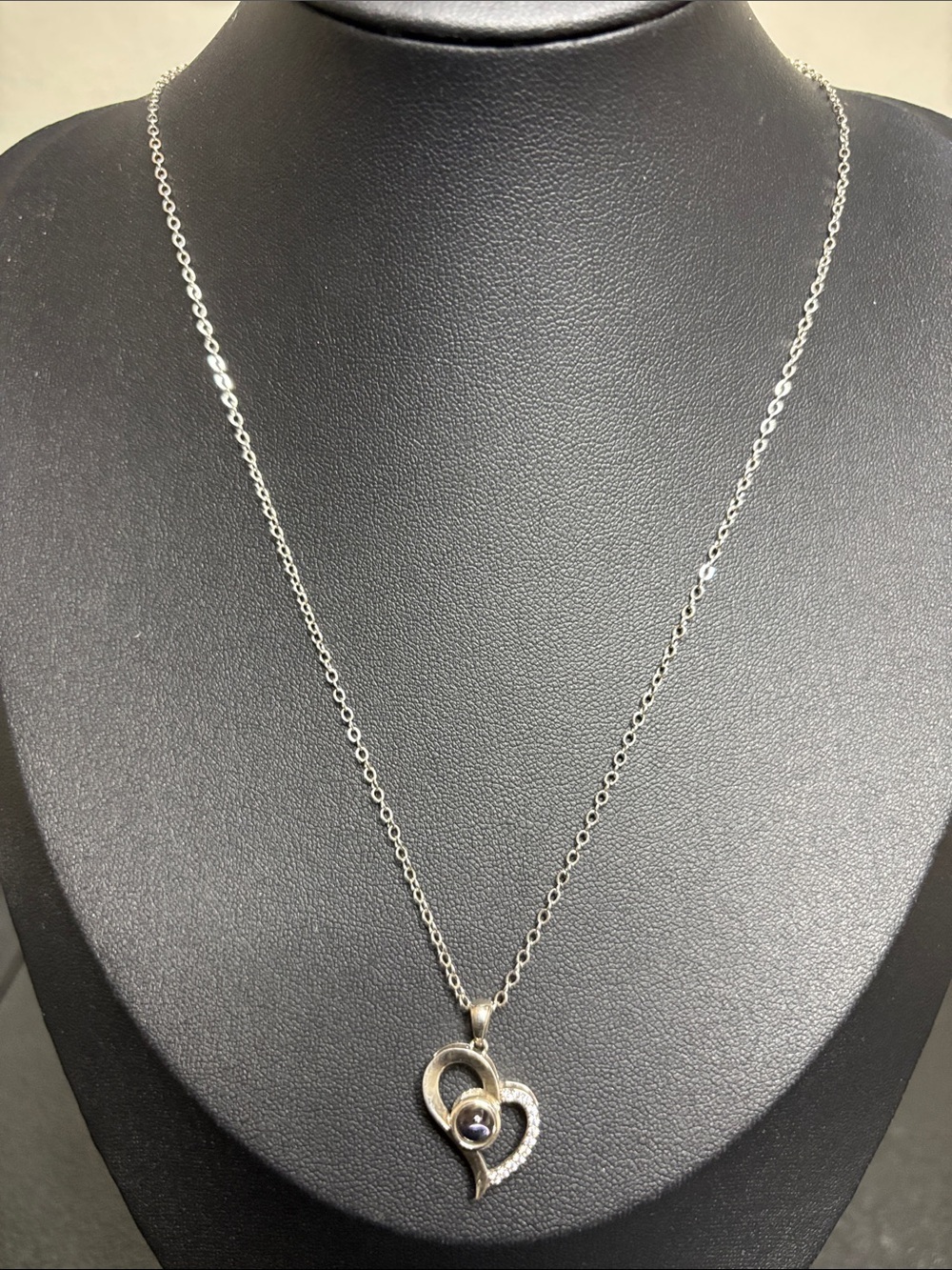 Dainty Delicate Silver Heart Pendant Necklace with Accent Stone Women's Jewelry